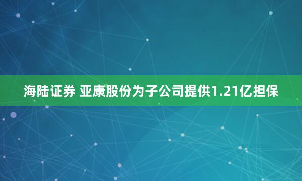 海陆证券 亚康股份为子公司提供1.21亿担保